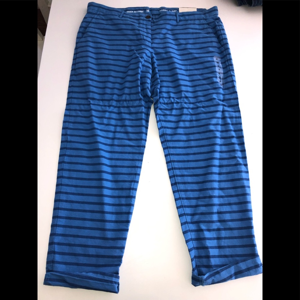 Gap broken-in straight stripe blue pants chino 16